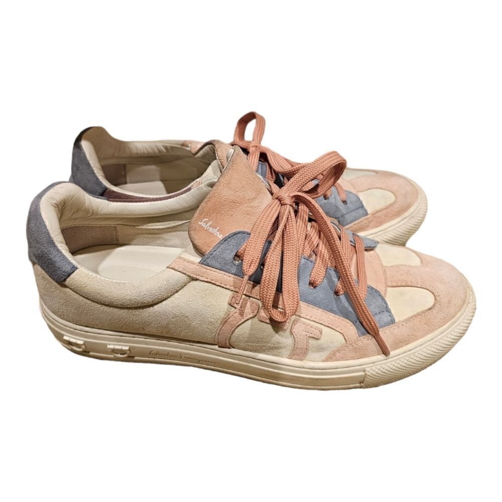 FERRAGAMO‎ Wimbledon Gancini Suede Sneakers - Size 7 1/2C